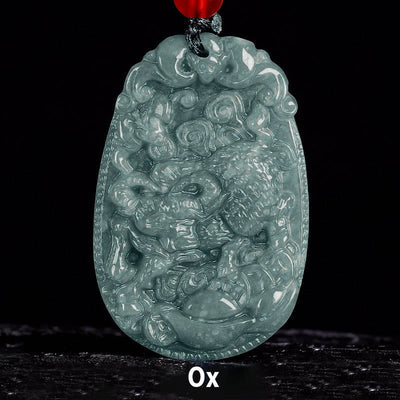 Buddha Stones Chinese Zodiac Jade Year of the Horse Luck Rope Necklace Pendant - Ox - image 11