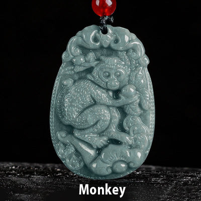 Buddha Stones Chinese Zodiac Jade Year of the Horse Luck Rope Necklace Pendant - Monkey - image 17