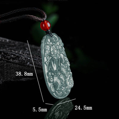 Buddha Stones Chinese Zodiac Jade Year of the Horse Luck Rope Necklace Pendant - image 10