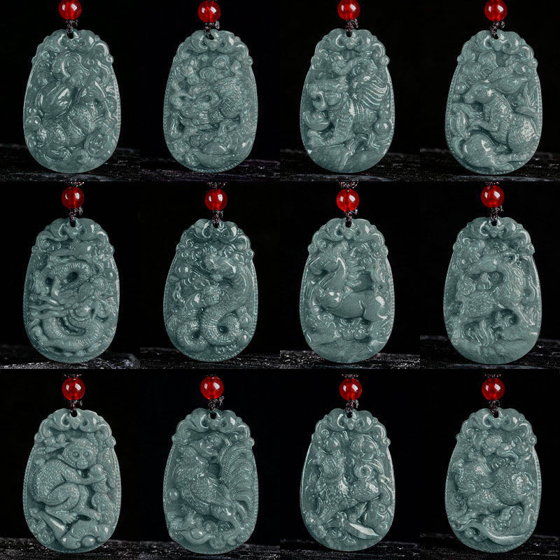Buddha Stones Chinese Zodiac Jade Year of the Horse Luck Rope Necklace Pendant - image 21