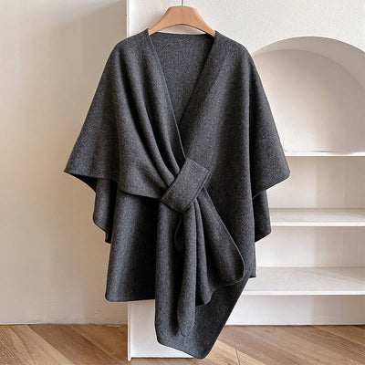 Buddha Stones Winter Solid Color Warm Cozy Split Scarf Shawl - Gray - 160*110cm - image 17