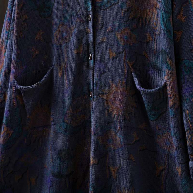 Buddha Stones Sunflower Mid-length Buttons Women's Long Sleeve Knitted Cardigan Sweater With Pockets - image 24
