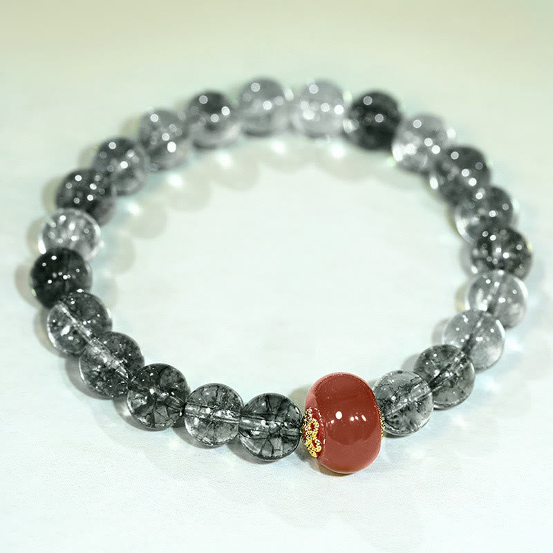 Buddha Stones Green Phantom Red Agate Positive Bracelet - image 1