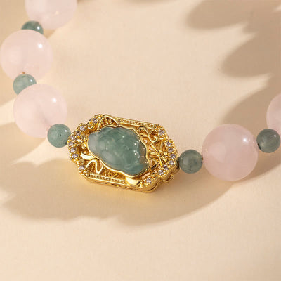 Buddha Stones Rose Quartz Jade Caring Kindness Bracelet - image 3