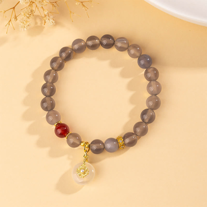 Buddha Stones Gray Agate Red Agate Chalcedony Balance Bracelet - image 2