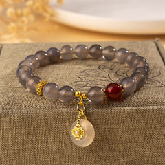 Buddha Stones Gray Agate Red Agate Chalcedony Balance Bracelet - Gray Agate(Wrist Circumference: 15-16cm) - image 0