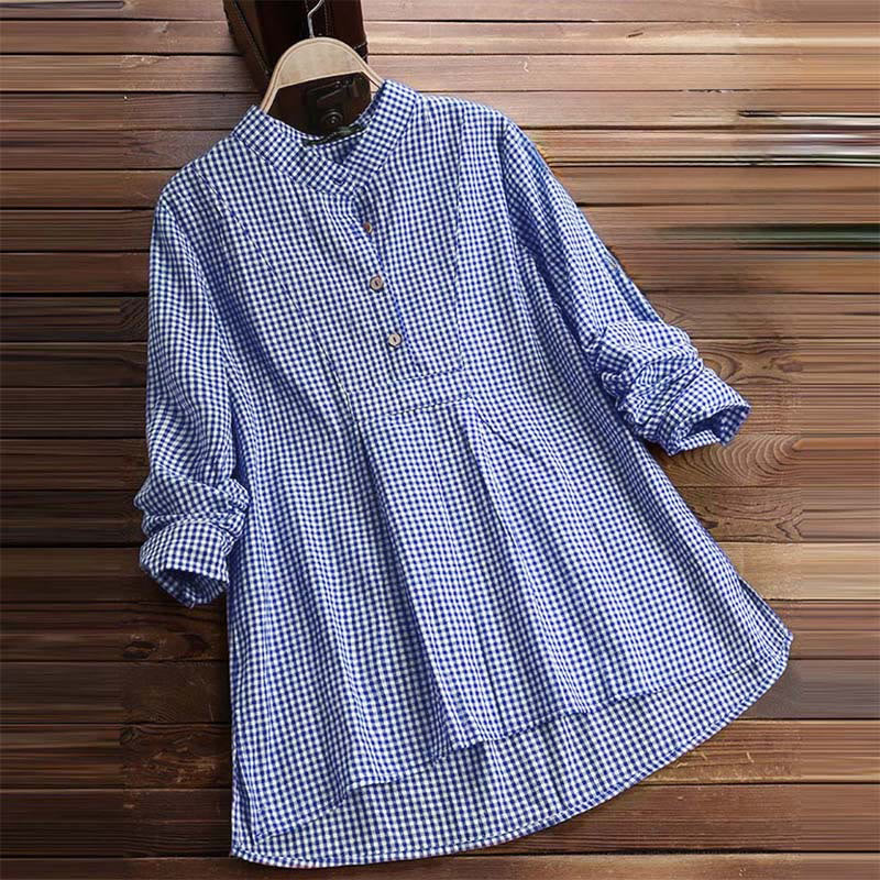 Buddha Stones Women's Buttons Long Sleeve Checked Pattern Shirt - image 14