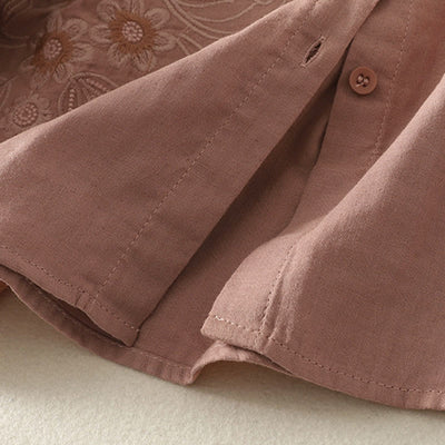 Buddha Stones Embroidered Flower Vine Pattern Long Sleeve Women's Lapel Shirt - image 15