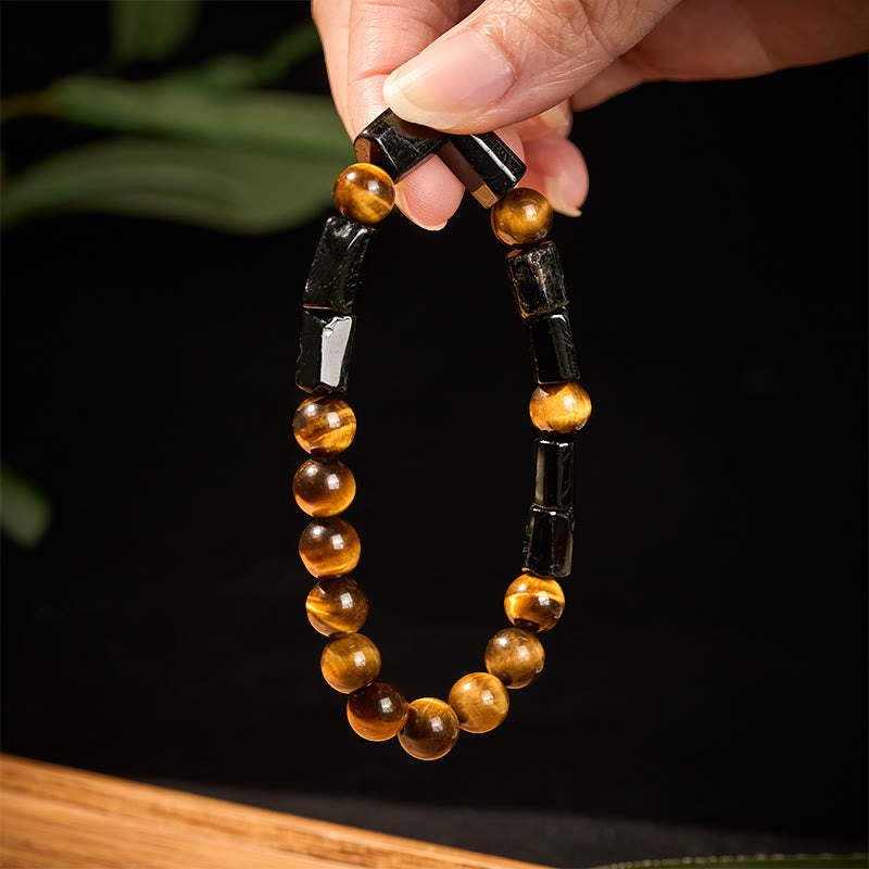 Buddha Stones Natural Black Tourmaline Tiger Eye Positive Bracelet - image 3