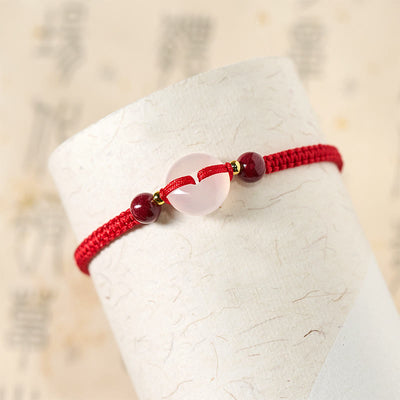 Buddha Stones Peace Buckle White Agate Flat Knot Diamond Knot Red String Connection Bracelet - image 24