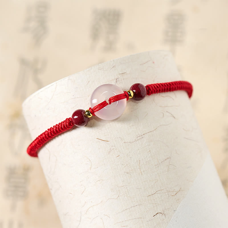 Buddha Stones Peace Buckle White Agate Flat Knot Diamond Knot Red String Connection Bracelet - image 28