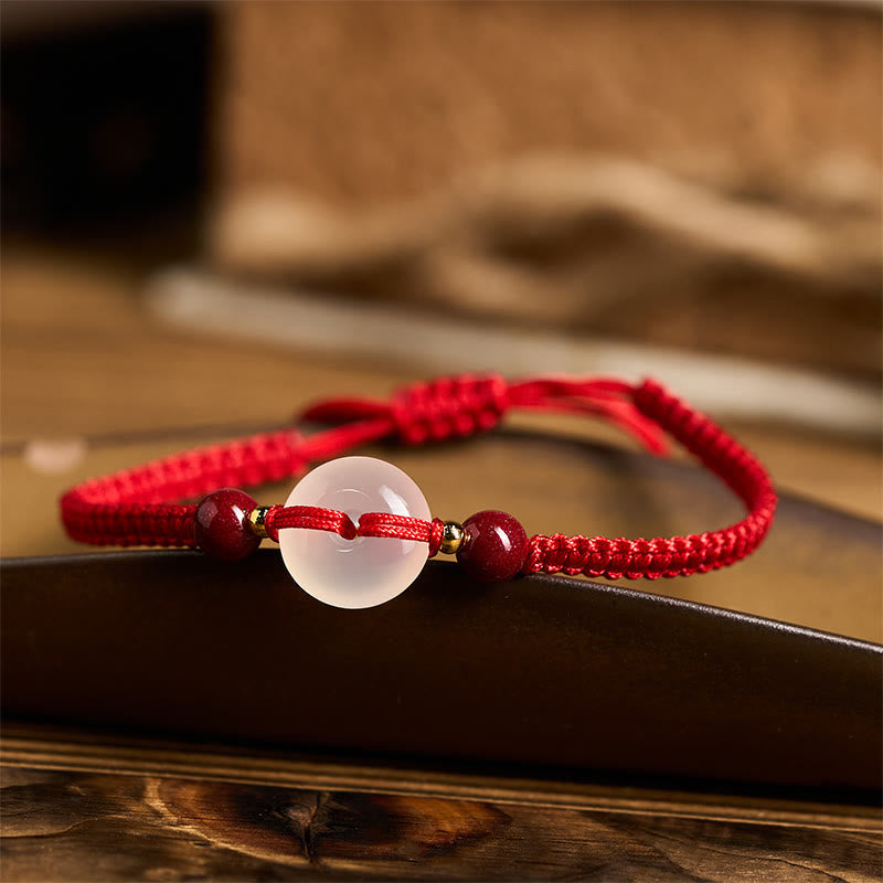 Buddha Stones Peace Buckle White Agate Flat Knot Diamond Knot Red String Connection Bracelet - image 22