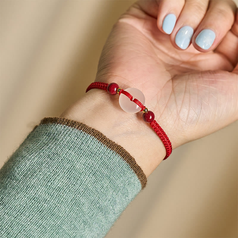 Buddha Stones Peace Buckle White Agate Flat Knot Diamond Knot Red String Connection Bracelet - image 25