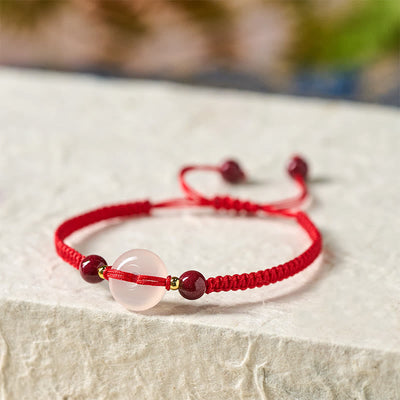 Buddha Stones Peace Buckle White Agate Flat Knot Diamond Knot Red String Connection Bracelet - image 20