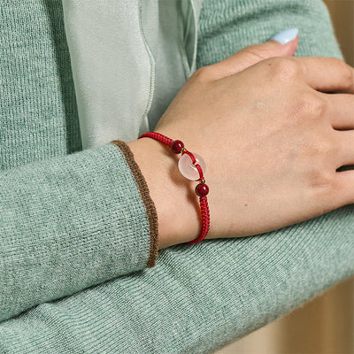 Buddha Stones Peace Buckle White Agate Flat Knot Diamond Knot Red String Connection Bracelet - image 7