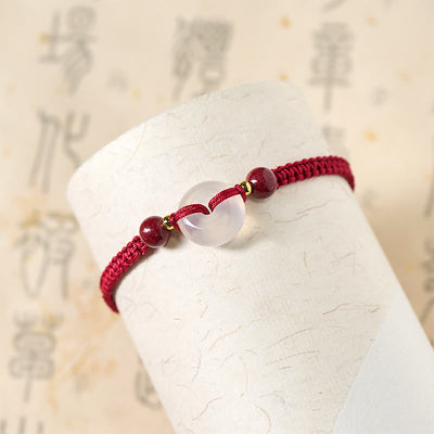 Buddha Stones Peace Buckle White Agate Flat Knot Diamond Knot Red String Connection Bracelet - image 4