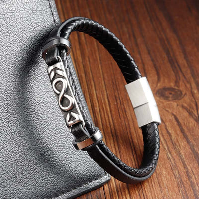 Buddha Stones Titanium Steel Balance Multi-Layered Leather Figure-Eight Bracelet - image 3