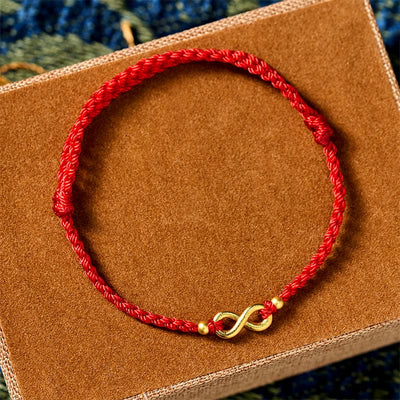 Buddha Stones Infinity Charm Brass Red String Adjustable Protection Bracelet - image 1