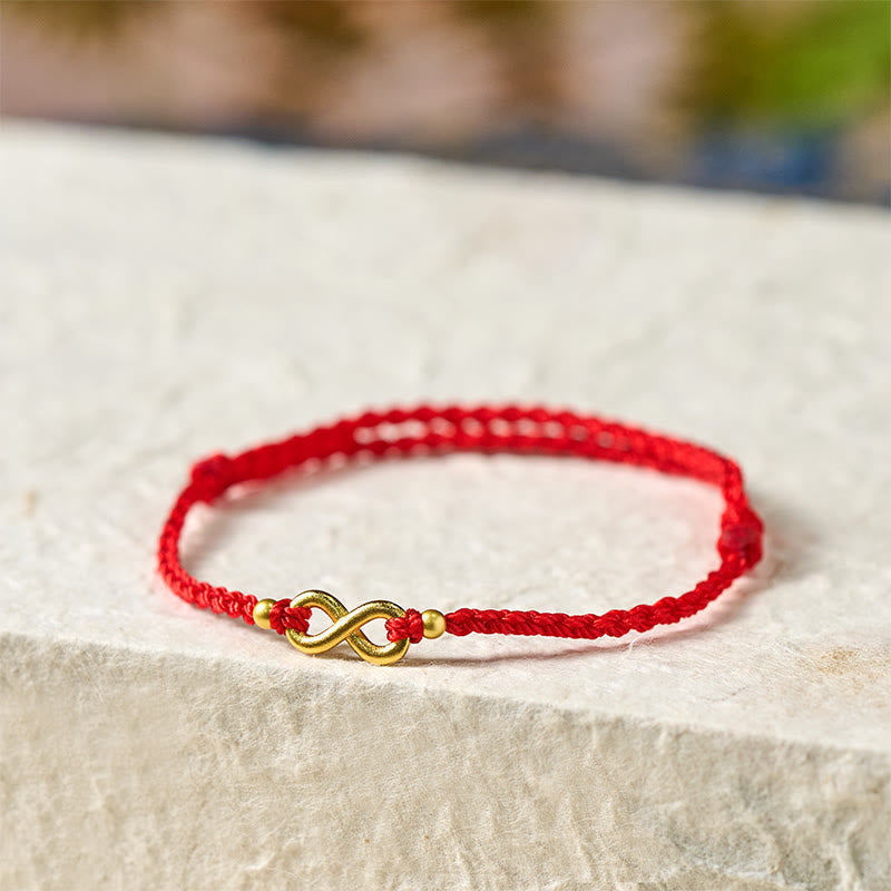 Buddha Stones "May Endless Luck Find You" Infinity Charm Brass Red String Bracelet Includes Gift Message Card - image 5