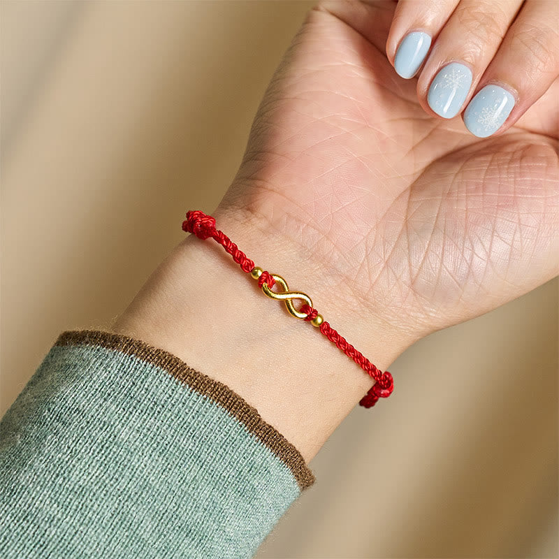 Buddha Stones Infinity Charm Brass Red String Adjustable Protection Bracelet - image 6
