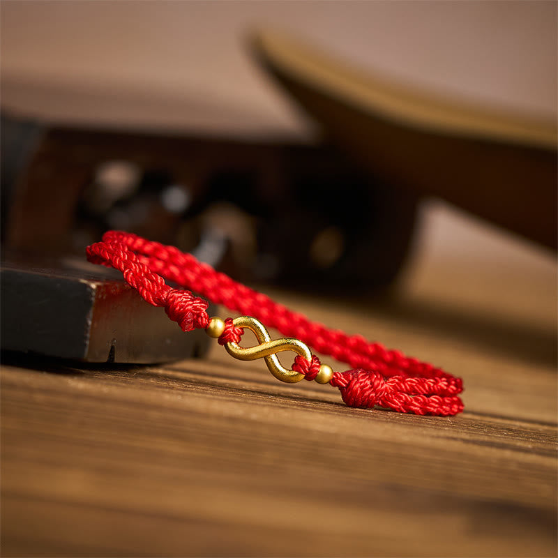 Buddha Stones Infinity Charm Brass Red String Adjustable Protection Bracelet - image 2