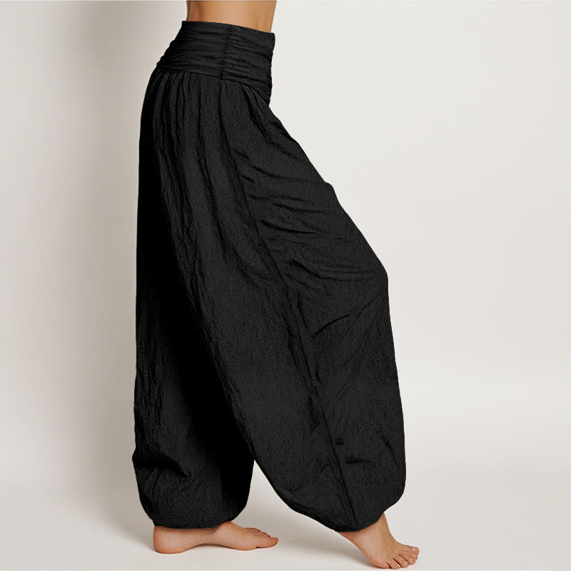 Buddha Stones Pure Cotton Lotus Heart Shape Om Symbol Pattern Women's Elastic Waist Harem Pants - image 7