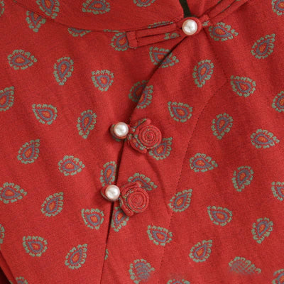 Buddha Stones 2pcs Colorful Floral Long Sleeve Frog-Button Shirt Pants With Pockets Pure Cotton Set  - image 10