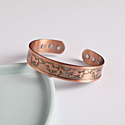 Buddha Stones Year Of The Horse Copper Open Self Care Cuff Bracelet Bangle - Copper (Wrist Circumference: 15-17cm) - image 0