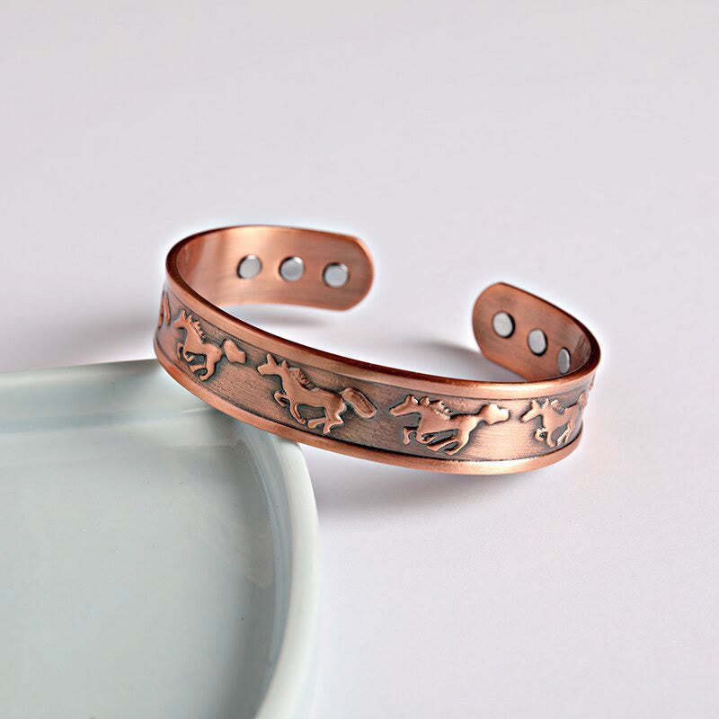 Buddha Stones Year Of The Horse Copper Open Self Care Cuff Bracelet Bangle - Copper (Wrist Circumference: 15-17cm) - image 0