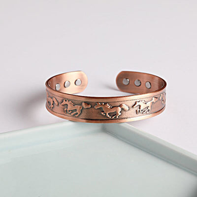 Buddha Stones Year Of The Horse Copper Open Self Care Cuff Bracelet Bangle - image 1
