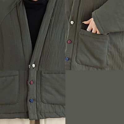 Buddha Stones Winter Long Sleeve Cotton Women's Thermal Jacket With Pockets - image 24