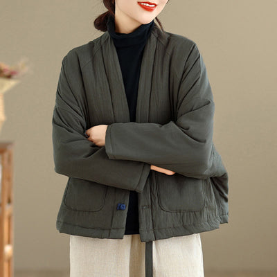 Buddha Stones Winter Long Sleeve Cotton Women's Thermal Jacket With Pockets - image 19
