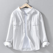 Foviel Crew Neck Solid Color Men's Long Sleeve Cotton Thickened Jacket With Pockets