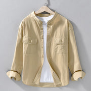 Foviel Crew Neck Solid Color Men's Long Sleeve Cotton Thickened Jacket With Pockets