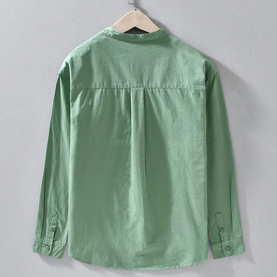 Buddha Stones Crew Neck Solid Color Men's Long Sleeve Cotton Thickened Jacket With Pockets - image 5