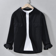 Foviel Crew Neck Solid Color Men's Long Sleeve Cotton Thickened Jacket With Pockets