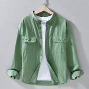 Foviel Crew Neck Solid Color Men's Long Sleeve Cotton Thickened Jacket With Pockets