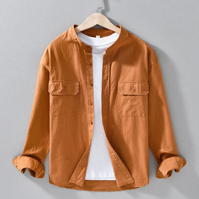 Buddha Stones Crew Neck Solid Color Men's Long Sleeve Cotton Thickened Jacket With Pockets - DarkOrange - US/UK/AU42，EU52 (3XL) - image 11