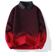 Foviel Winter Stand Collar Gradient Color Design Warm Men's Long Sleeve Knitted Sweater