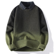 Foviel Winter Stand Collar Gradient Color Design Warm Men's Long Sleeve Knitted Sweater