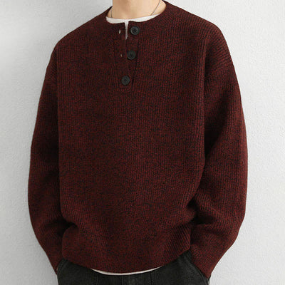 Buddha Stones Winter V-Neck Buttons Ribbed Design Warm Men's Long Sleeve Knitted Sweater - image 16