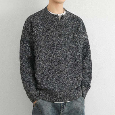 Buddha Stones Winter V-Neck Buttons Ribbed Design Warm Men's Long Sleeve Knitted Sweater - image 19