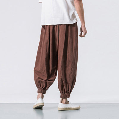 Buddha Stones Casual Sports Men's Solid Color Cotton Drawstring Pants With Pockets - image 32
