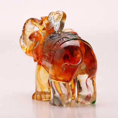 Buddha Stones Handmade Liuli Crystal Elephant Art Piece Wisdom Wealth Home Decoration - image 9