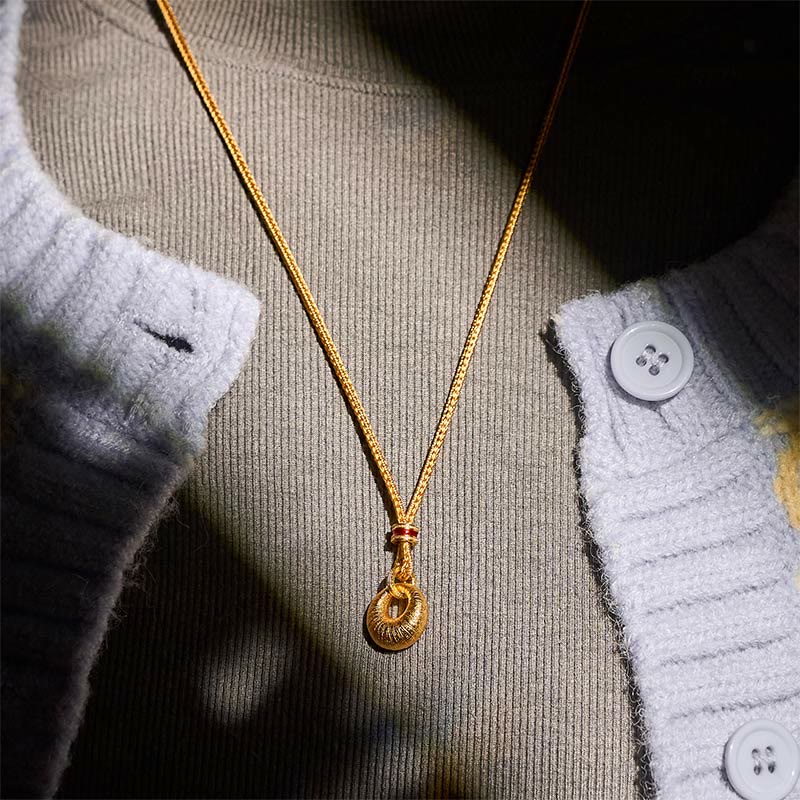 Buddha Stones "Wishing You Lasting Peace" 24k Gold Plated Copper Peace Buckle Necklace Includes Gift Message Card - image 11