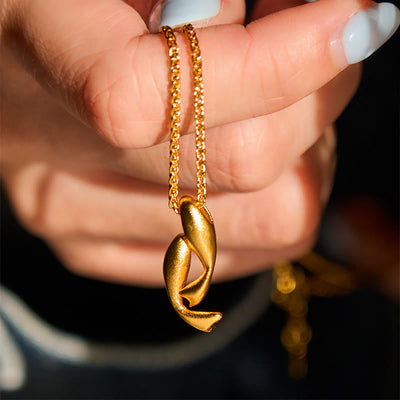 Buddha Stones Double Koi Fish 24k Gold Plated Brass Chain Wealth Necklace Pendant - image 5