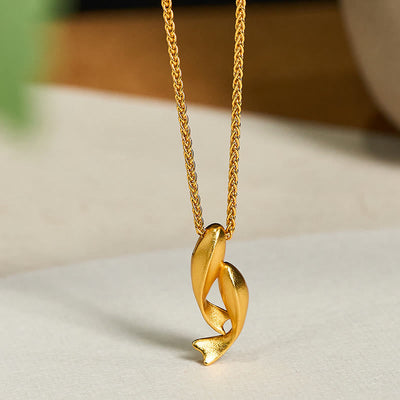 Buddha Stones Double Koi Fish 24k Gold Plated Brass Chain Wealth Necklace Pendant - Double Koi Fish - image 0