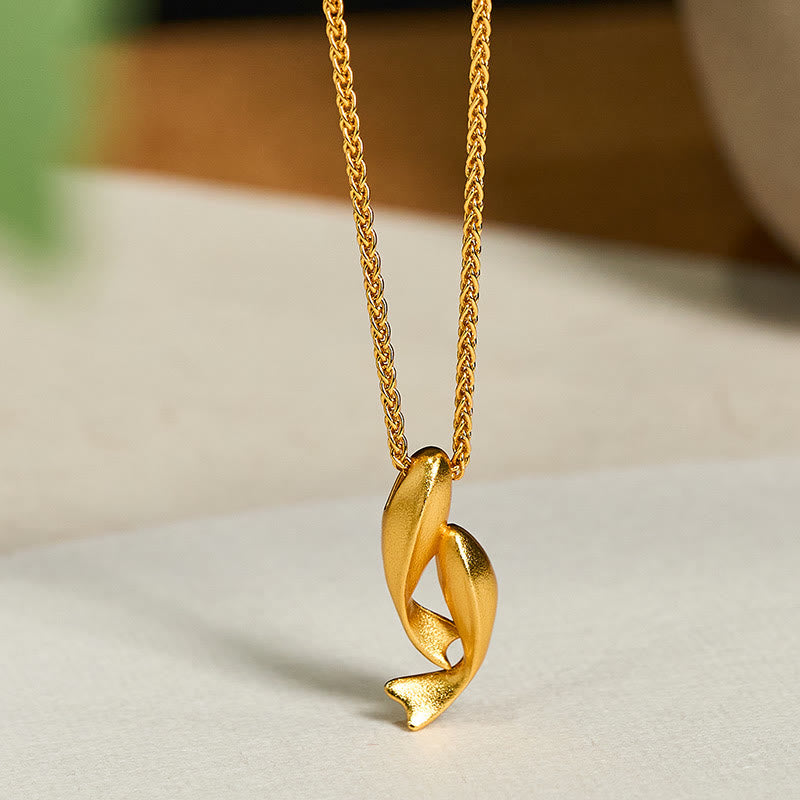 Buddha Stones Double Koi Fish 24k Gold Plated Brass Chain Wealth Necklace Pendant - Double Koi Fish - image 0