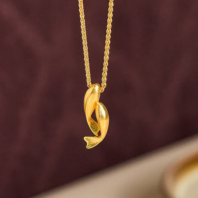 Buddha Stones Double Koi Fish 24k Gold Plated Brass Chain Wealth Necklace Pendant - image 2