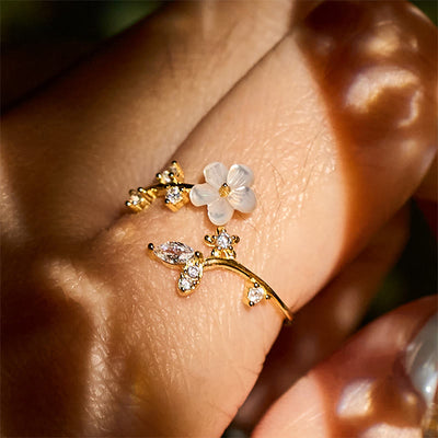 Buddha Stones 925 Sterling Silver White Flower Design Adjustable Blessing Ring - image 23